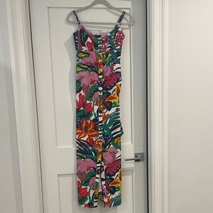 J. Crew Pink, Green, Navy Floral Button-Front Dress